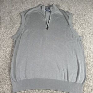 Paul Frederick Quarter Zip Vest Men Large Grey Sleeveless Pullover Sweater Money